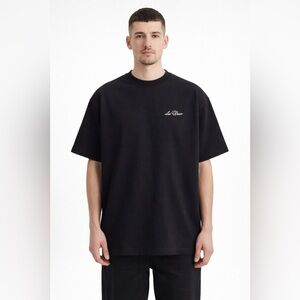 Les Deux Crew T-Shirt Black Heavyweight Organic Cotton Boxy Fit Size M NWT